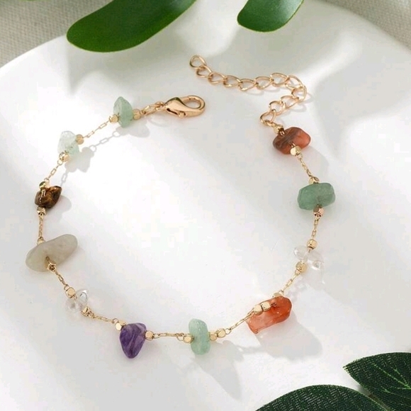 Elegant‎  Minimalist Multi-Stone Gold Bracelet For Woman - Picture 1 of 3
